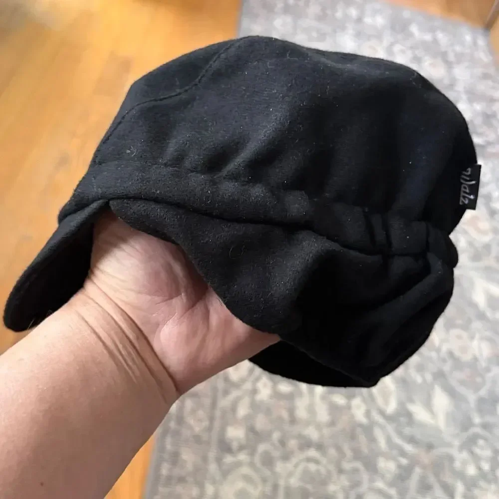 Walz Black/Grey Stripe Wool Flannel Ear Flap Cap